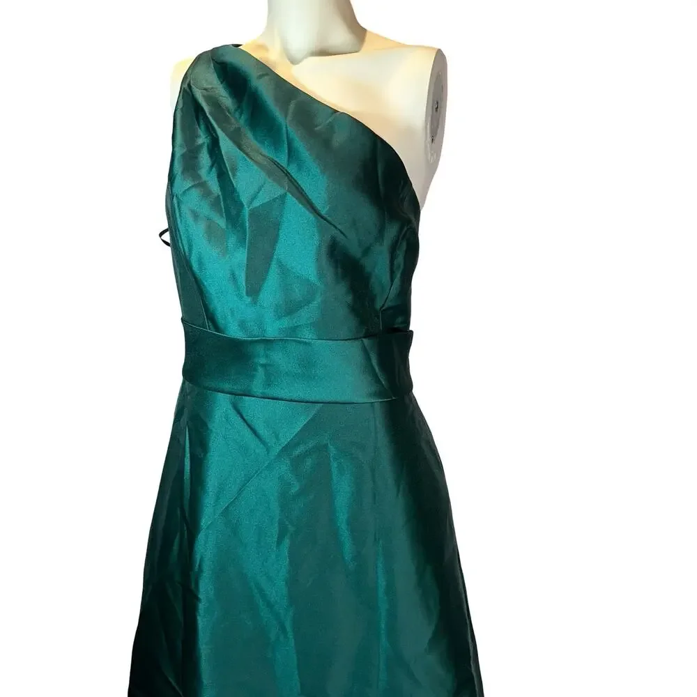 ALFRED SUNG One-Shoulder Emerald Green Maxi Dress - Picture 4 of 4